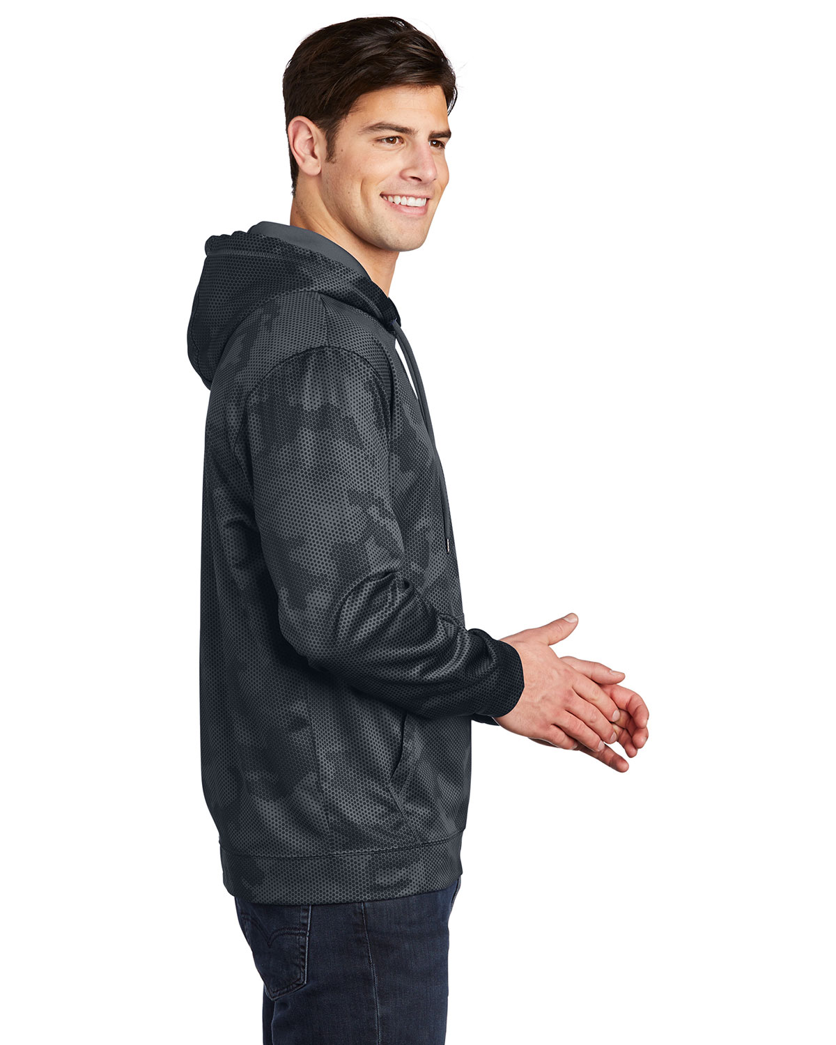 Sport-Tek ST240 Sport-Wick CamoHex Fleece Hooded Pullover view 3