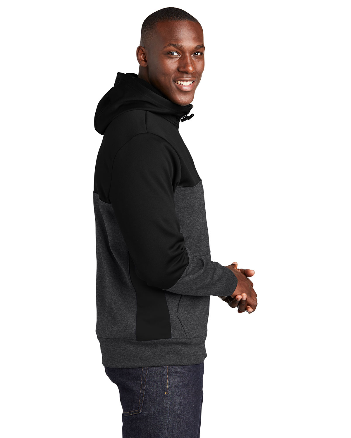 Sport-Tek ST245 Tech Fleece Colorblock Full-Zip Hooded Jacket view 3