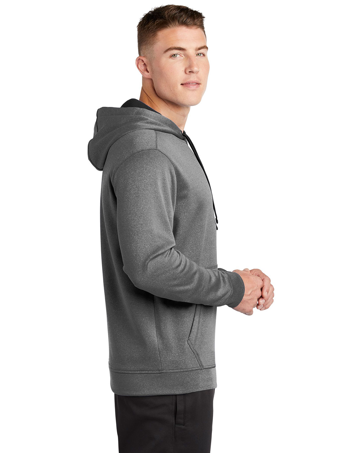 Sport-Tek ST264 PosiCharge Sport-Wick Heather Fleece Hooded Pullover view 3