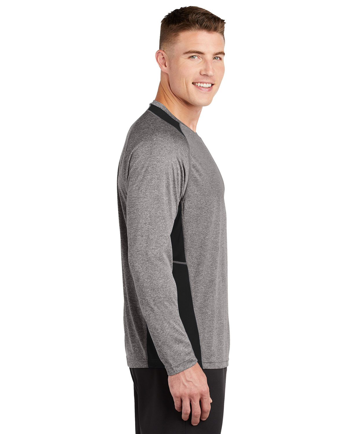 Sport-Tek ST361LS Long Sleeve Heather Colorblock Contender Tee view 3
