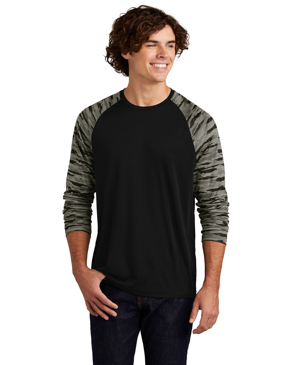 Sport-Tek ST376LS Drift Camo Colorblock Long Sleeve Tee