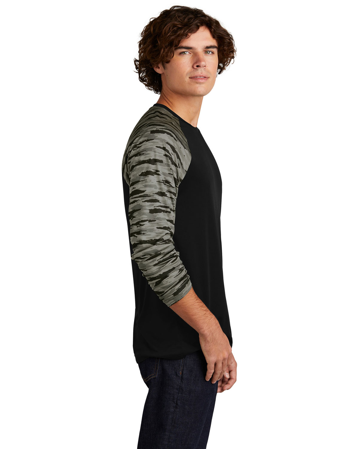 Sport-Tek ST376LS Drift Camo Colorblock Long Sleeve Tee view 3