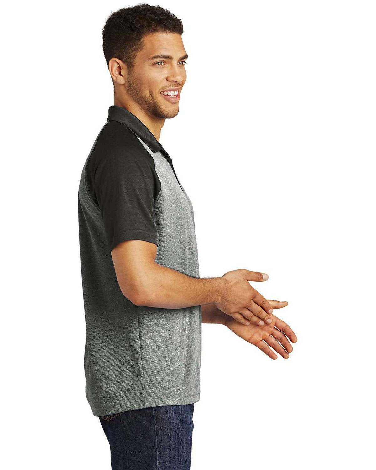 Sport-Tek ST641 PosiCharge RacerMesh Raglan Heather Block Polo view 3