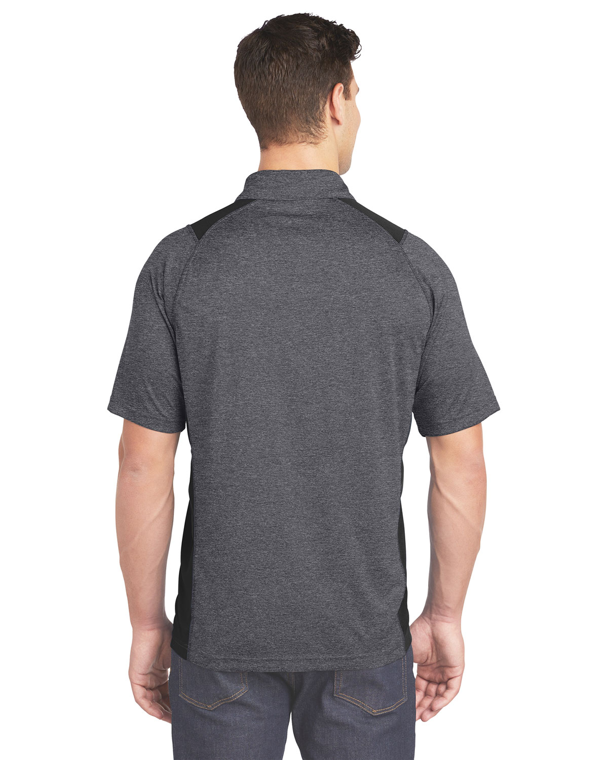 Sport-Tek ST665 Heather Colorblock Contender Polo view 2