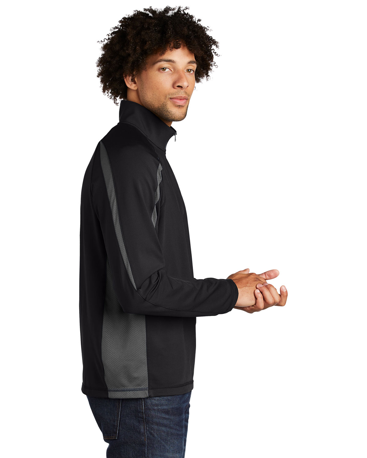 Sport-Tek ST851 Sport-Wick Stretch 1/4-Zip Colorblock Pullover view 3