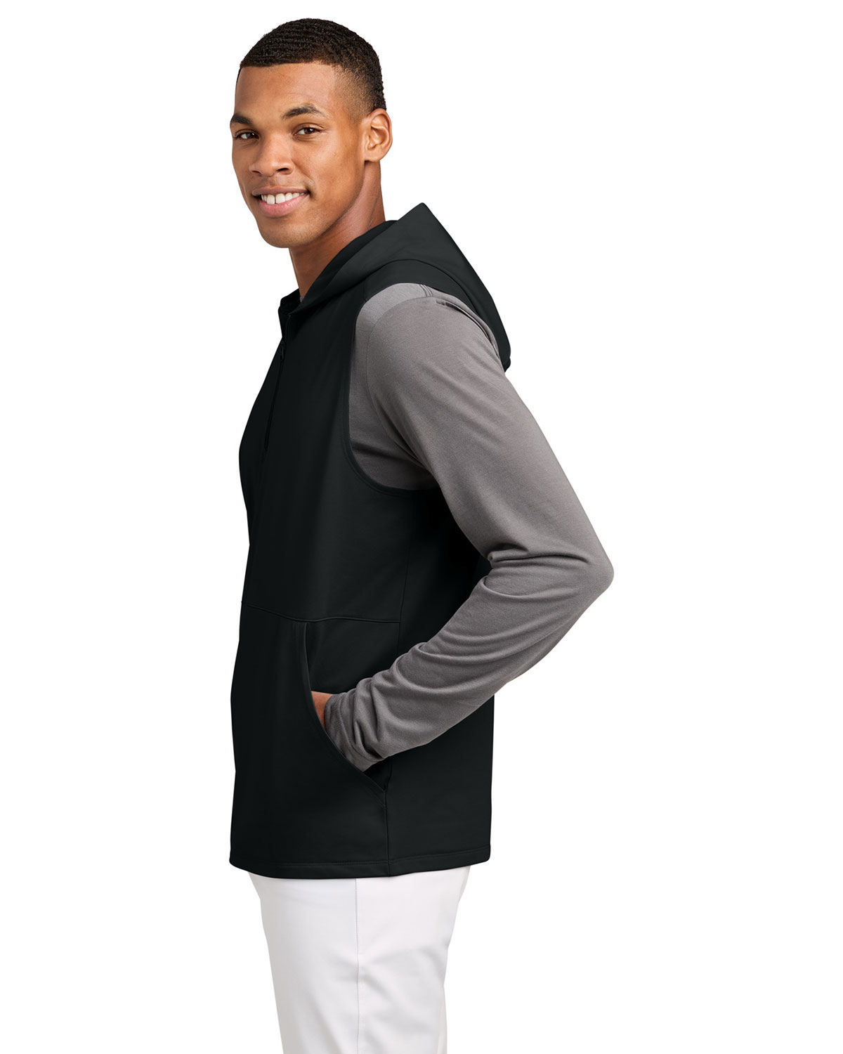 Sport-Tek ST858 Sport-Wick Stretch Sleeveless Hooded 1/4-Zip view 3