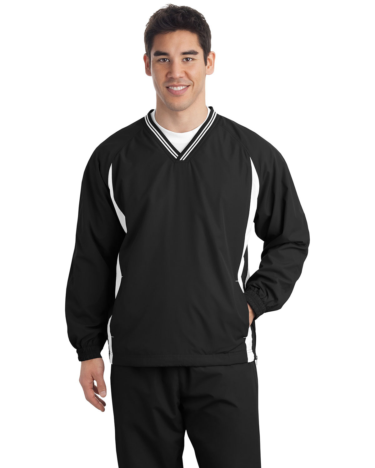 Sport-Tek® TJST62 Men Tall Tipped V-Neck Raglan Wind Shirt