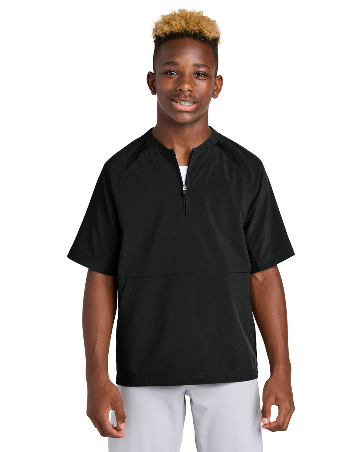 Sport-Tek YJST489 Youth Repeat 1/2-Zip Short Sleeve Jacket