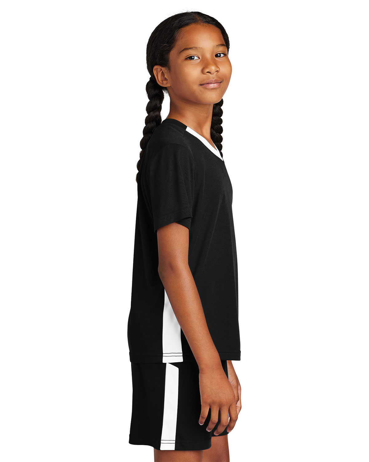 Sport-Tek YST101 Youth Competitor United V-Neck view 3