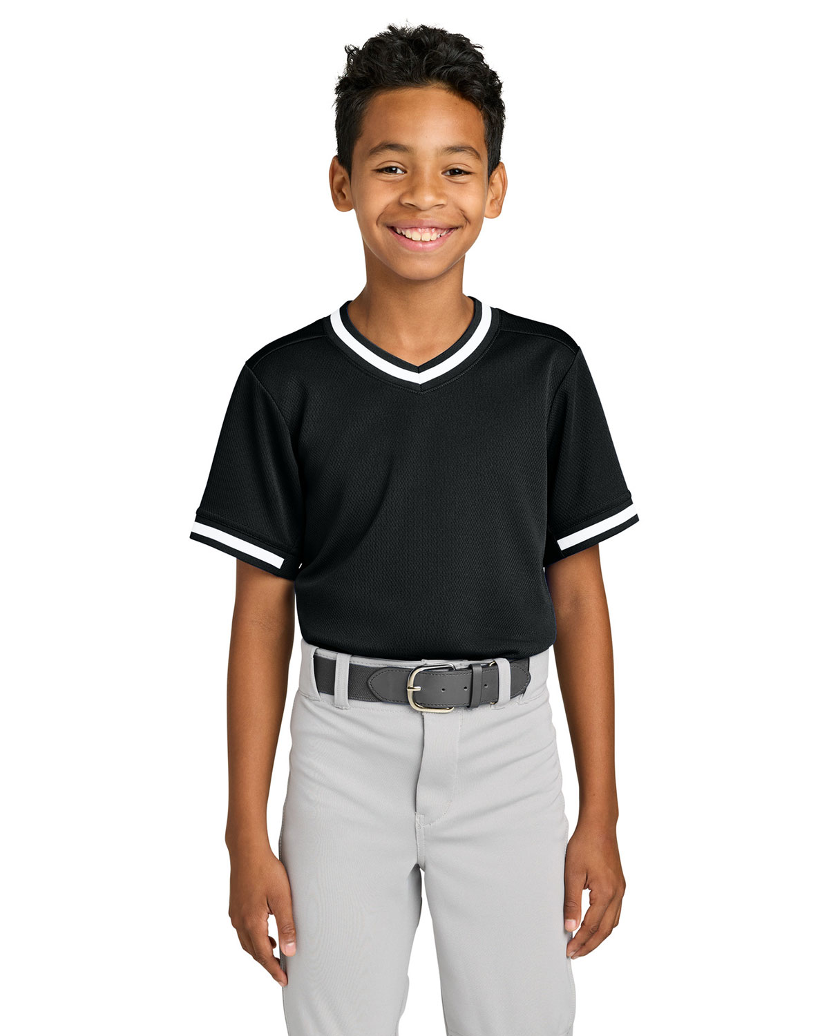 Sport-Tek YST221 Youth Tough Mesh V-Neck Baseball Jersey
