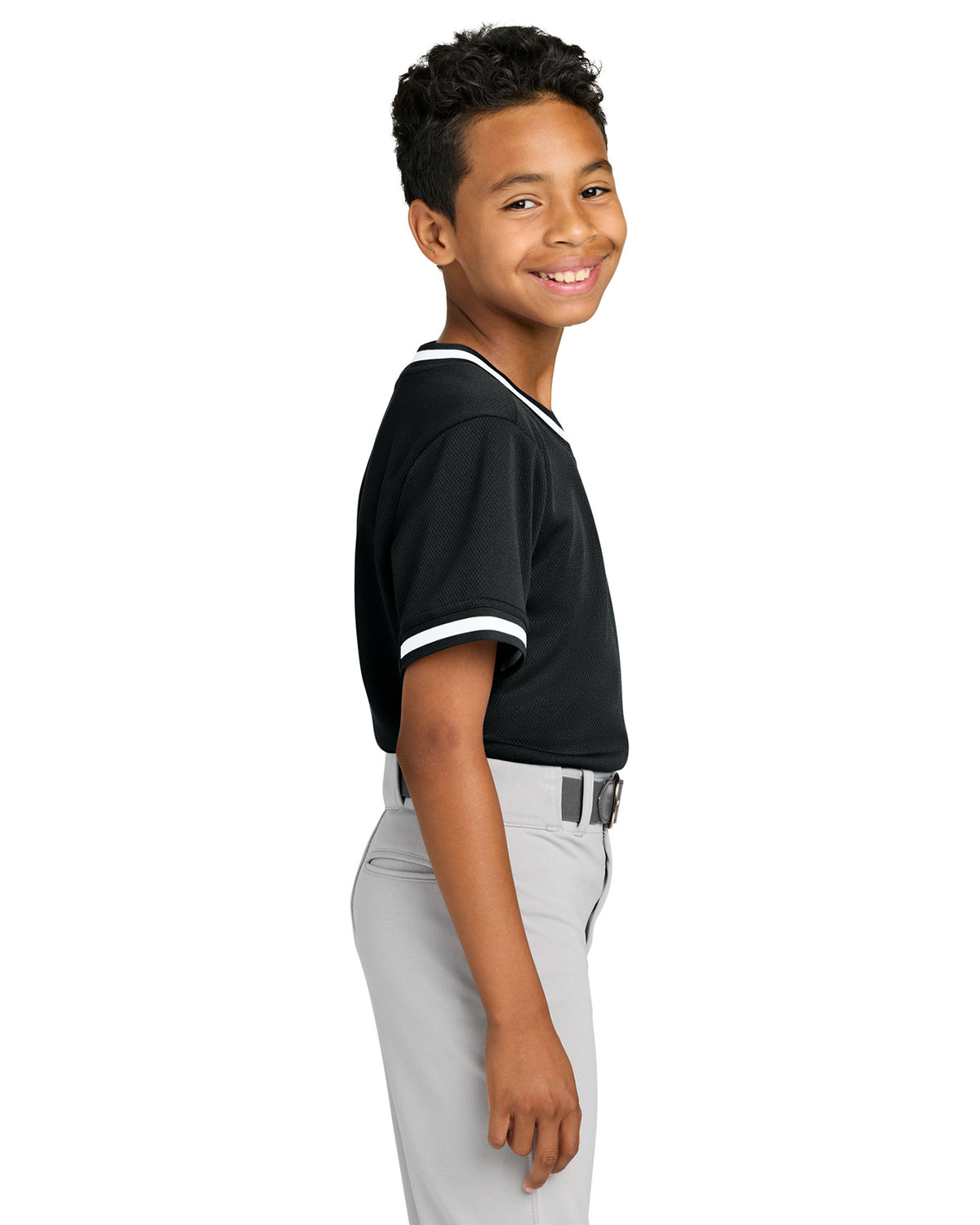 Sport-Tek YST221 Youth Tough Mesh V-Neck Baseball Jersey view 3