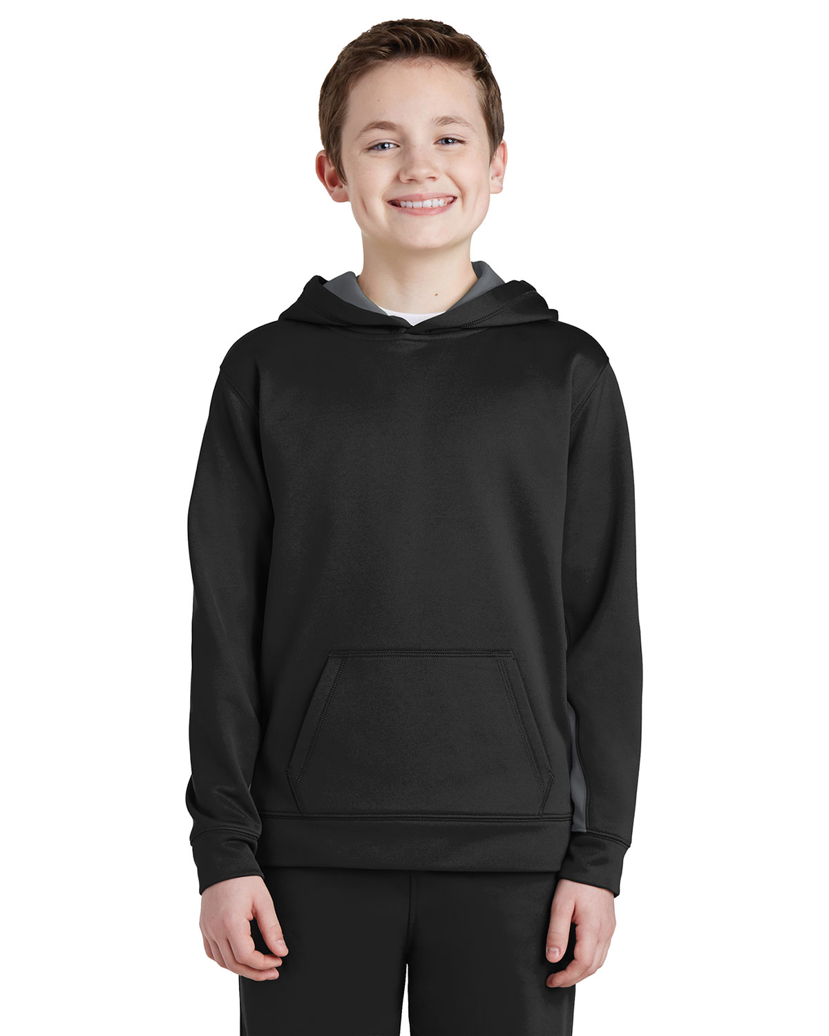 Sport-Tek YST235 Youth Sport-Wick Fleece Colorblock Hooded Pullover