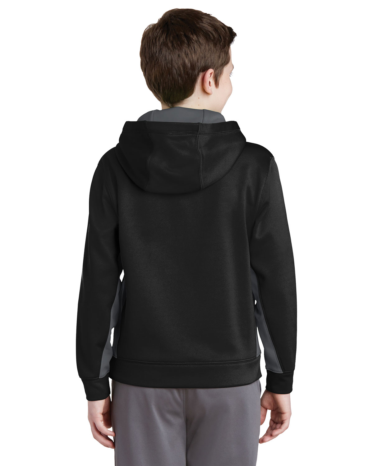 Sport-Tek YST235 Youth Sport-Wick Fleece Colorblock Hooded Pullover view 2