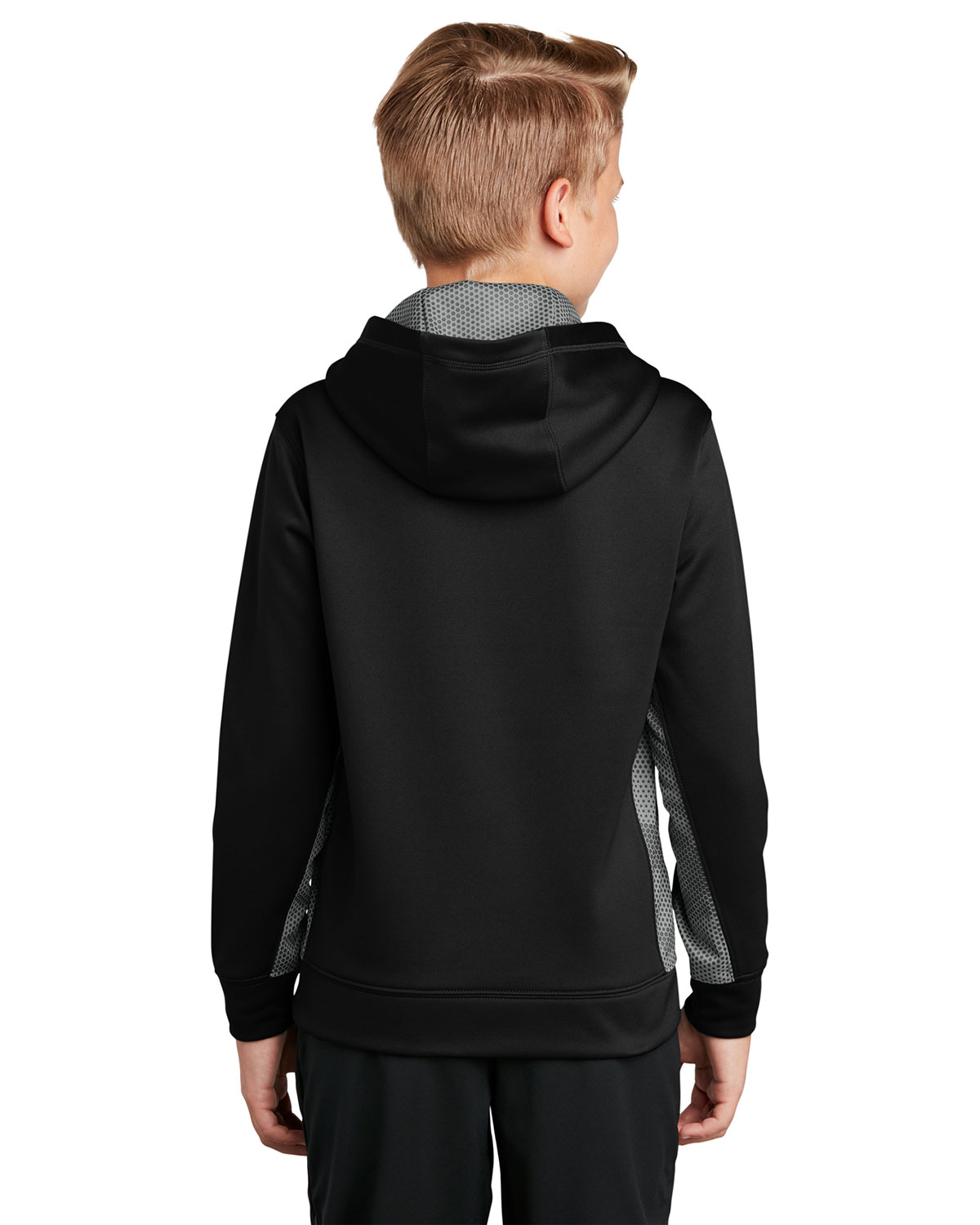 Sport-Tek YST239 Youth Sport-Wick CamoHex Fleece Colorblock Hooded Pullover view 2