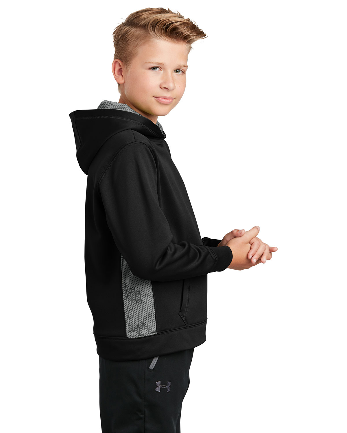 Sport-Tek YST239 Youth Sport-Wick CamoHex Fleece Colorblock Hooded Pullover view 3