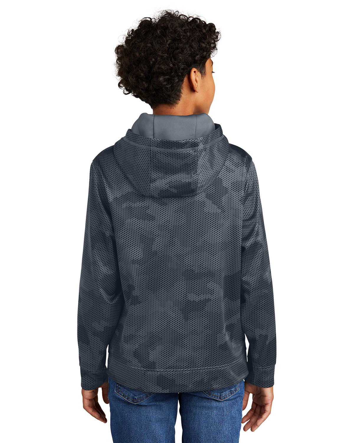 Sport-Tek YST240 Youth Sport-Wick CamoHex Fleece Hooded Pullover view 2