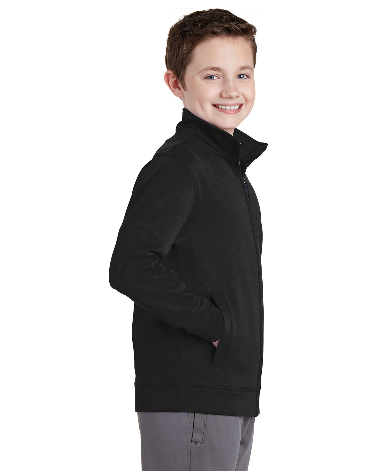 Sport-Tek YST241 Youth Sport-Wick Fleece Full-Zip Jacket view 3