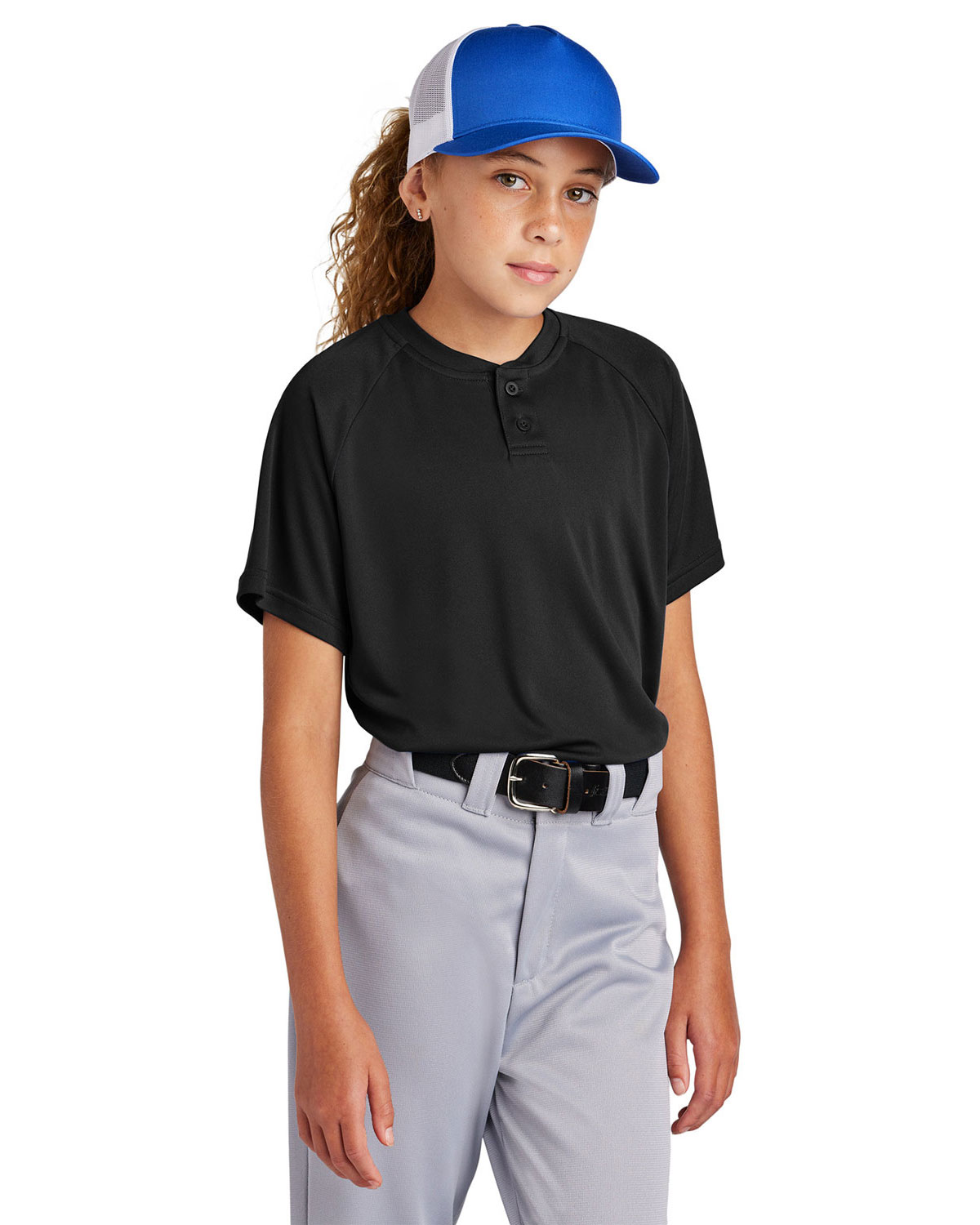 Sport-Tek YST359 Youth PosiCharge Competitor 2-Button Henley