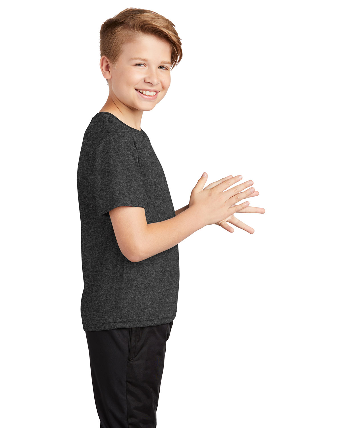 Sport-Tek YST360 Youth Heather Contender Tee view 3