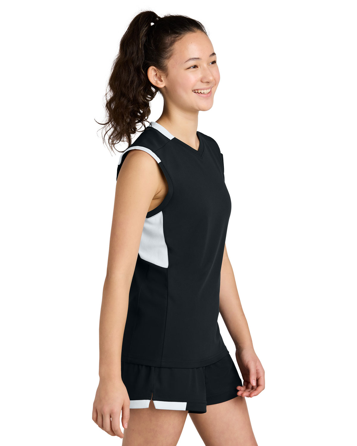 Sport-Tek YST441 Youth Club Sleeveless V-Neck view 3