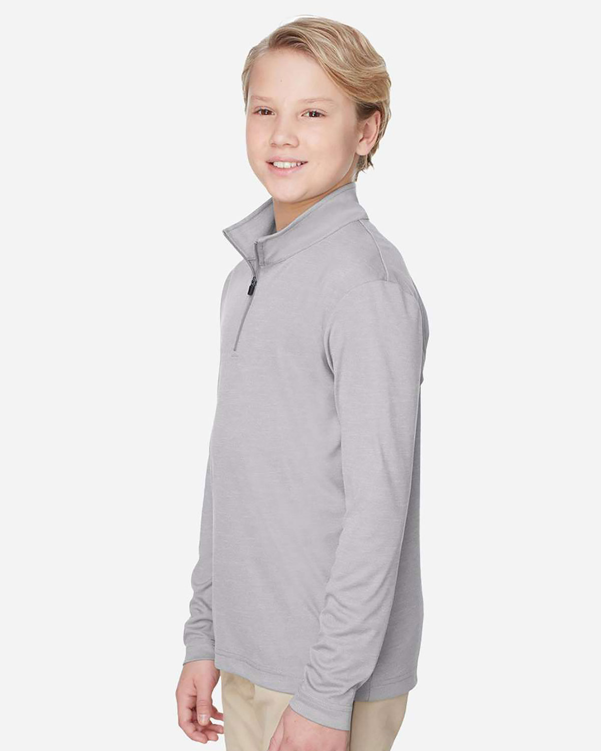 Team 365 TT31HY Youth Zone Sonic Heather Performance Quarter-Zip Pullover view 3