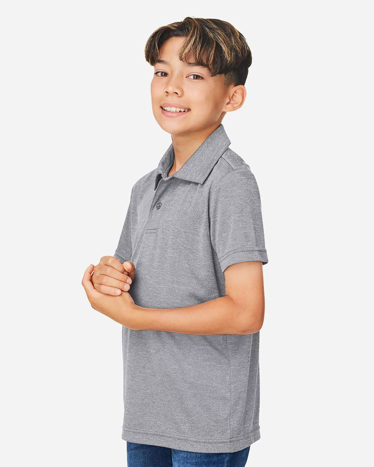 Team 365 TT51HY Youth Zone Sonic Heather Performance Polo view 3