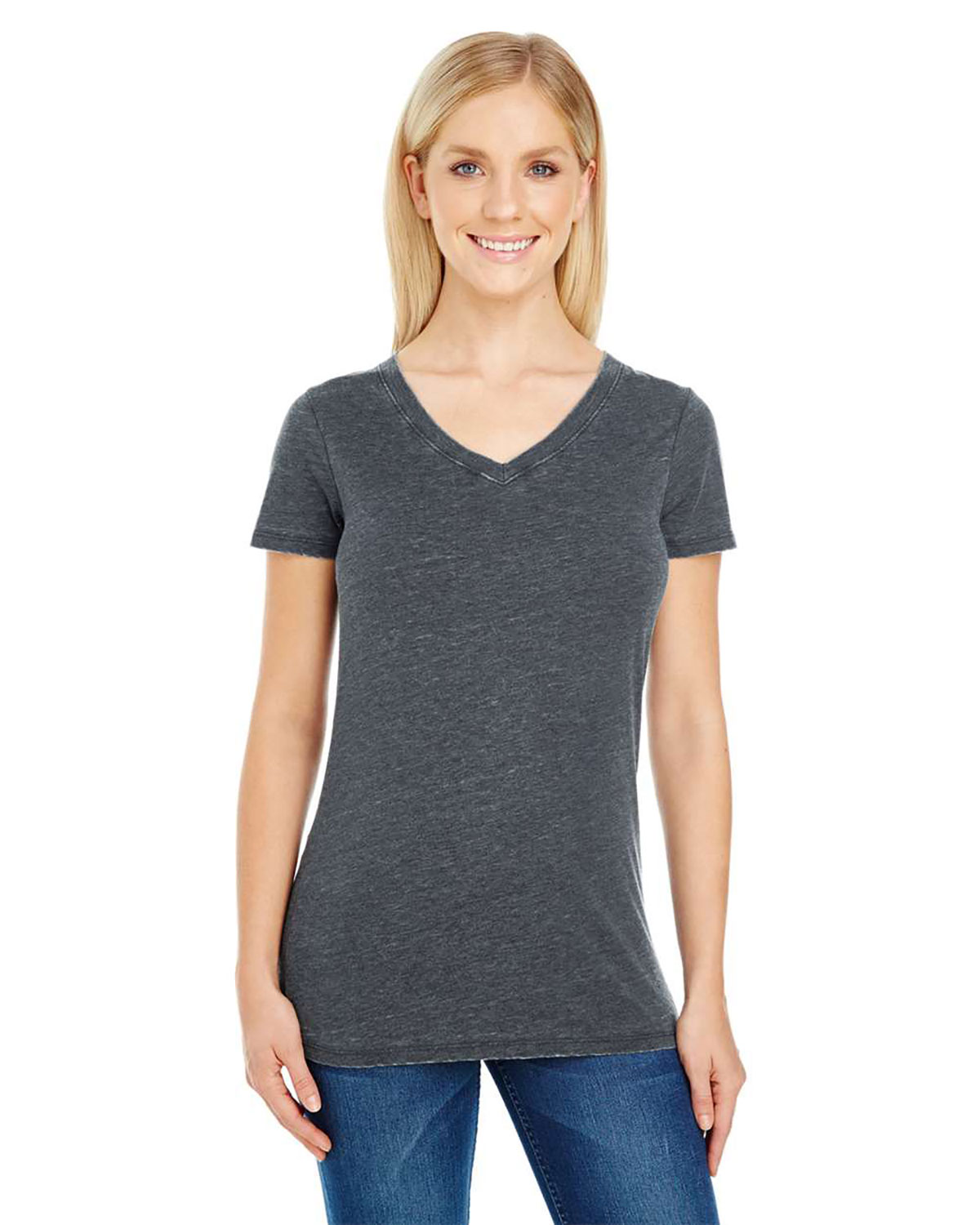 Threadfast Apparel 208B Women's Vintage Dye V-Neck T-Shirt