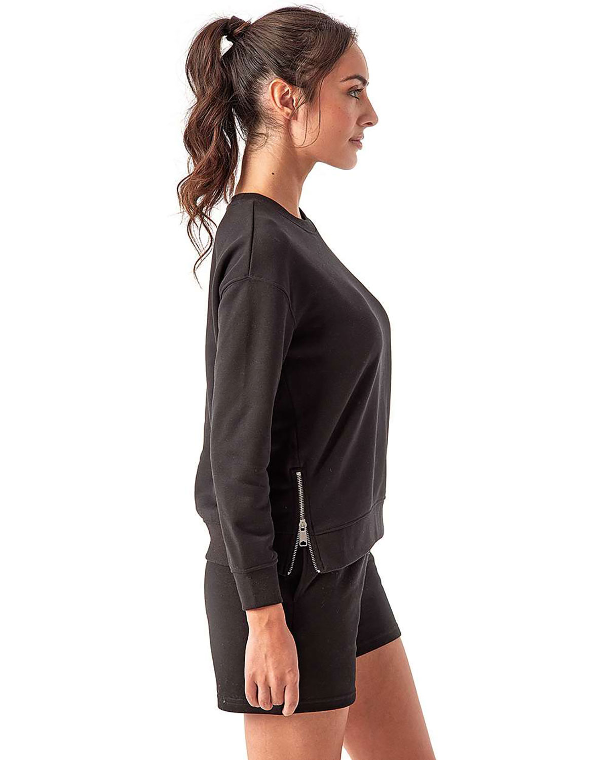 TriDri TD600 Women's Billie Side-Zip Crewneck Sweatshirt view 3