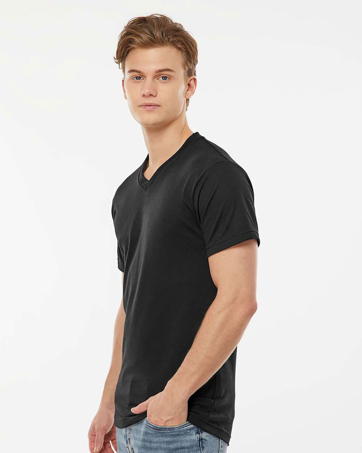 Tultex 207 Men's Poly-Rich V-Neck T-Shirt view 3