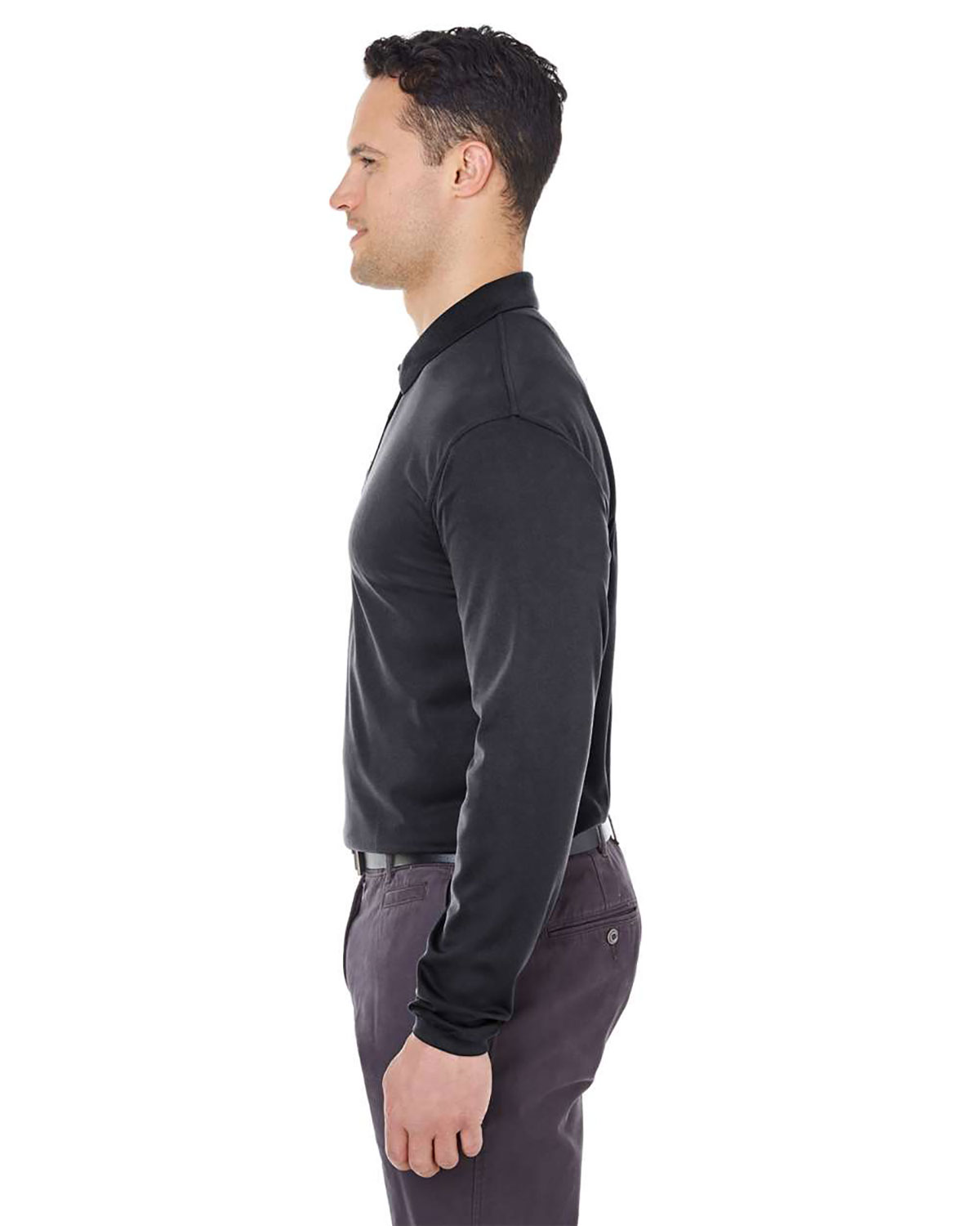UltraClub 8210LS Men's Cool & Dry Long Sleeve Mesh�Piqu� Polo view 3