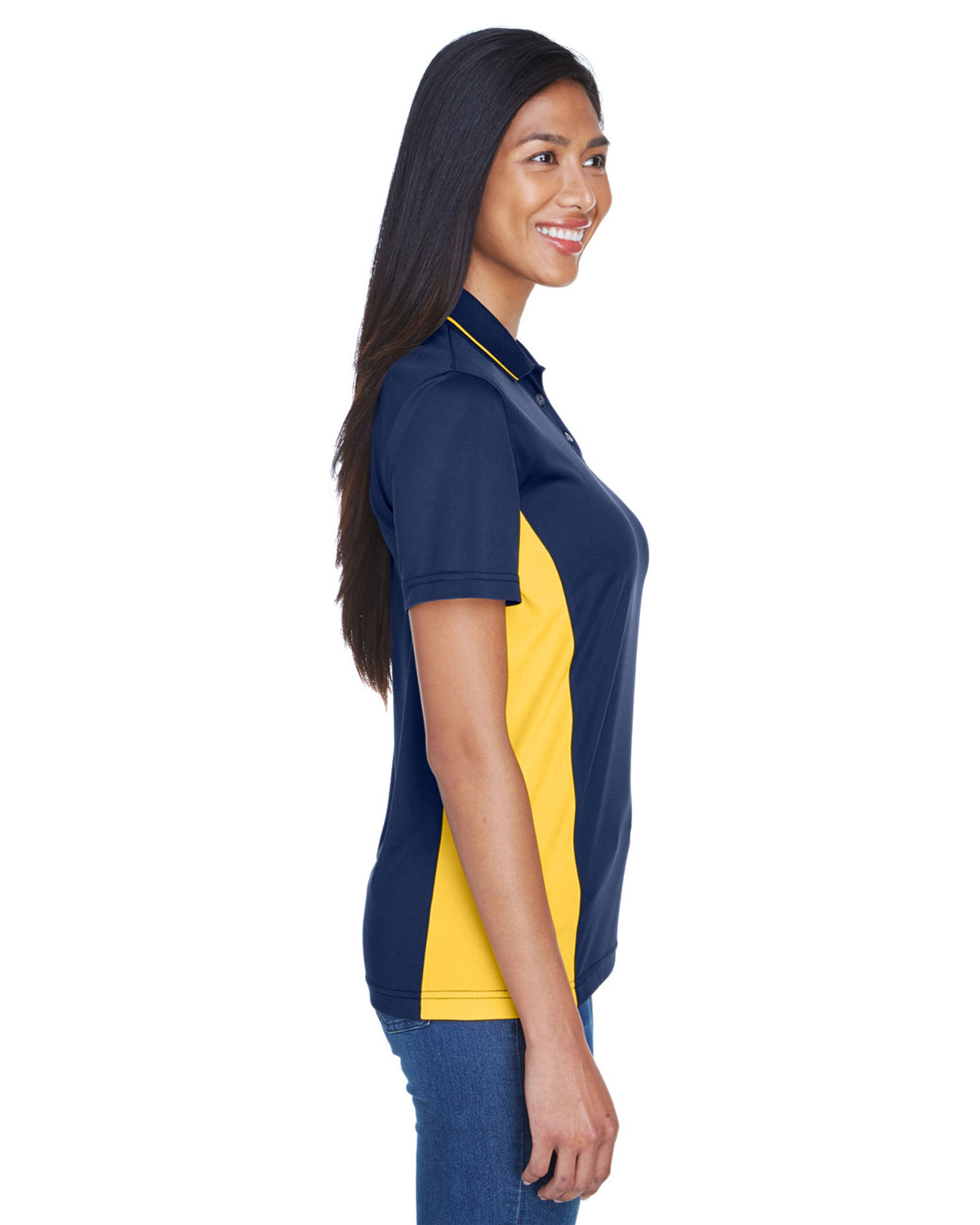 UltraClub 8406L Women's Cool & Dry Sport Two-Tone Polo view 3