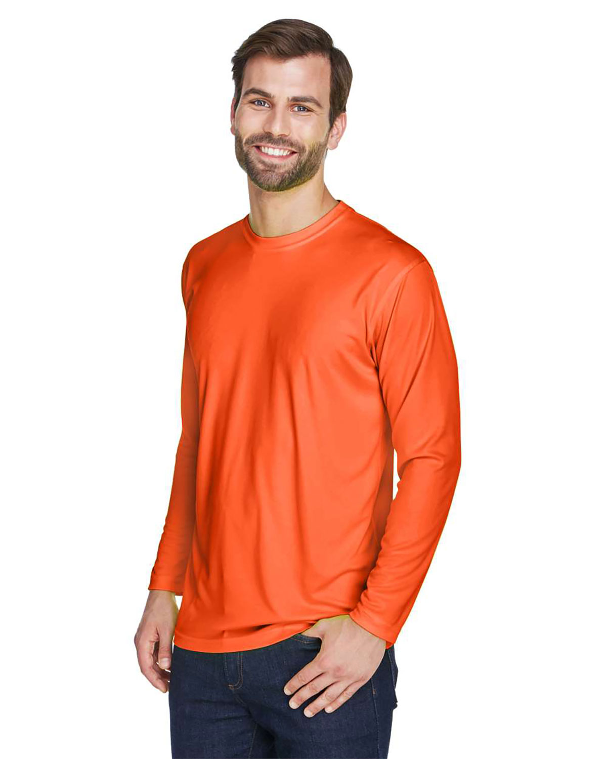 UltraClub 8422 Men's Cool & Dry Sport Long Sleeve Performance Interlock T-Shirt view 3