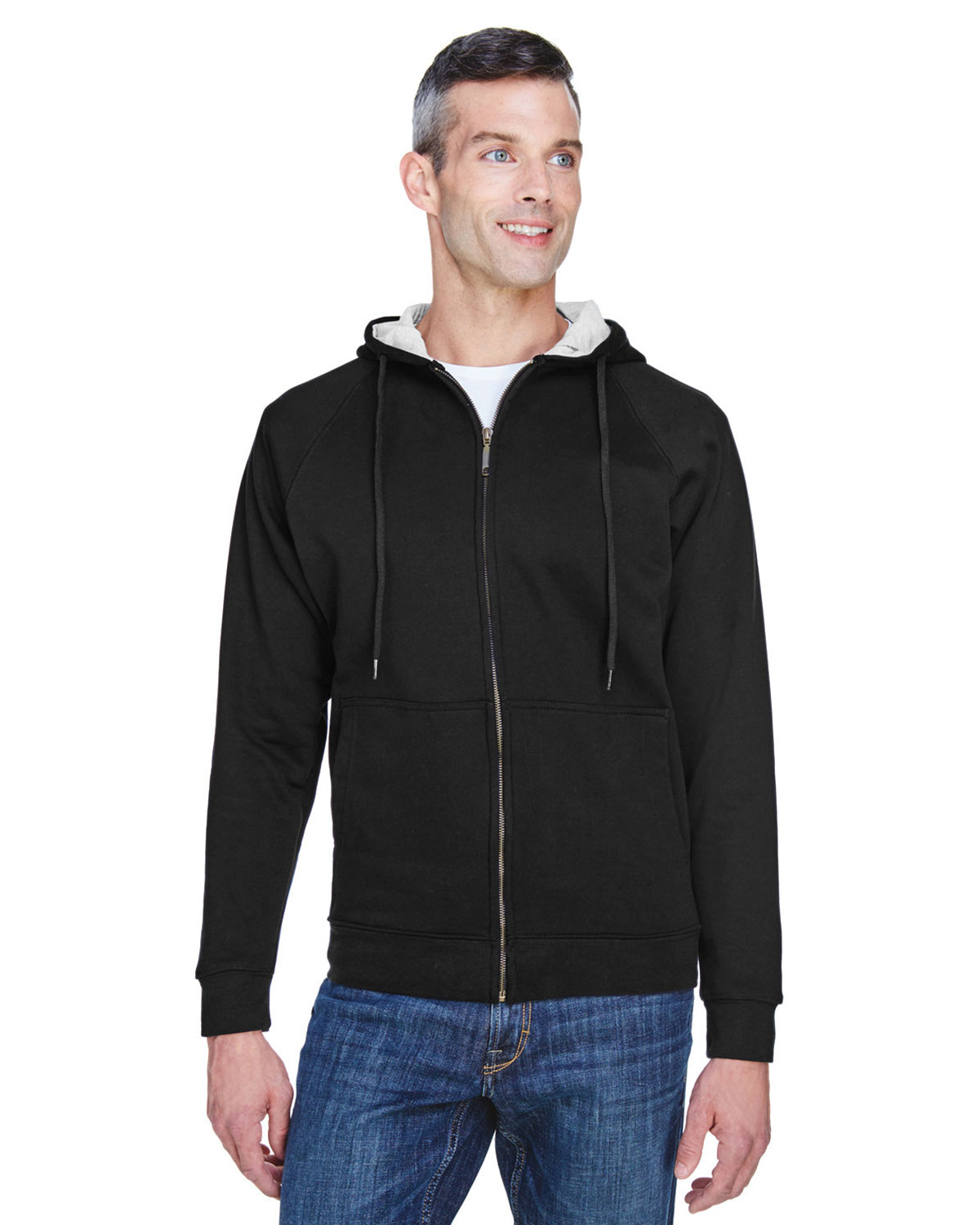 UltraClub 8463 Men Rugged Wear Thermal-Lined Full-Zip Hooded Fleece ...