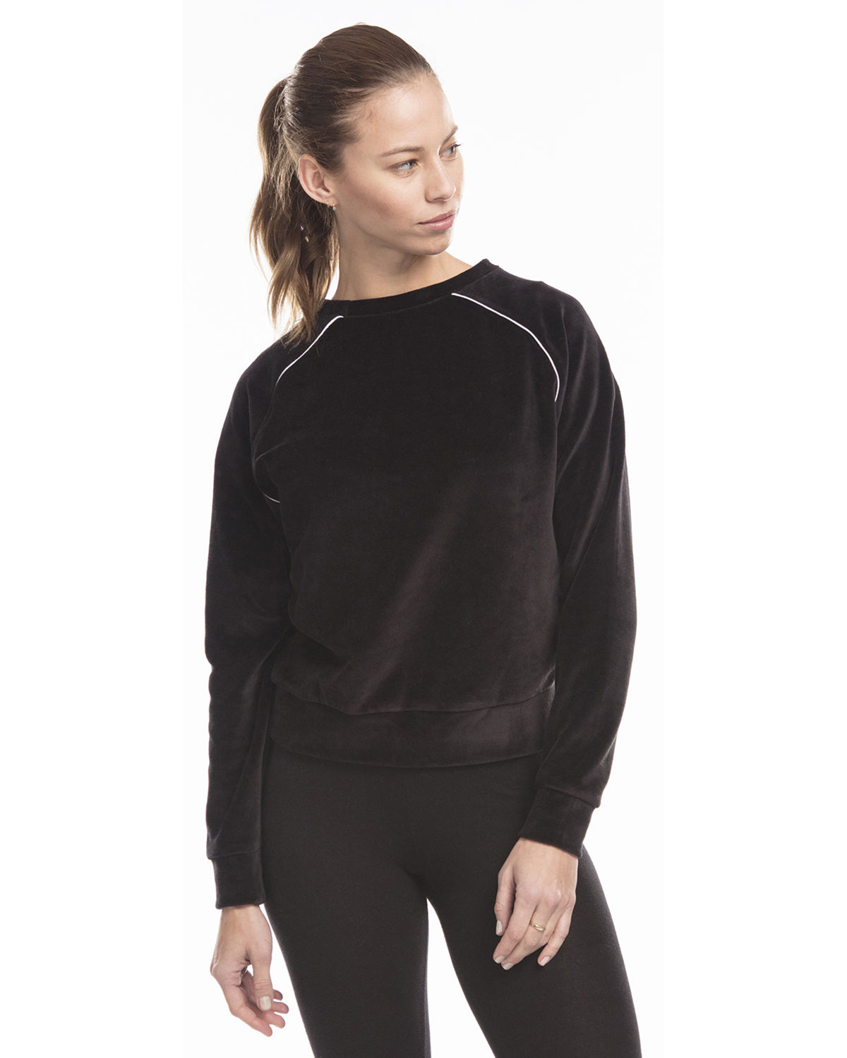 US Blanks US538 Women's Velour Cropped Long Sleeve Pullover Top