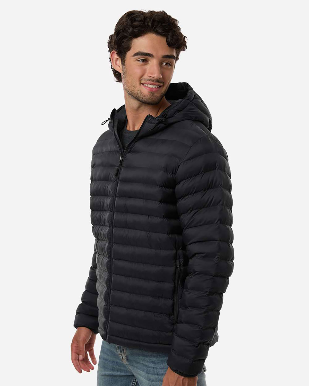 Weatherproof 26715 Men's Lightweight Poly-filled Hooded Puffer Jacket view 3