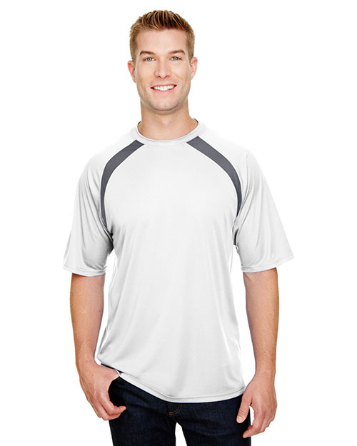 A4 N3001 Men Spartan Short Sleeve Color Block Crew at GotApparel