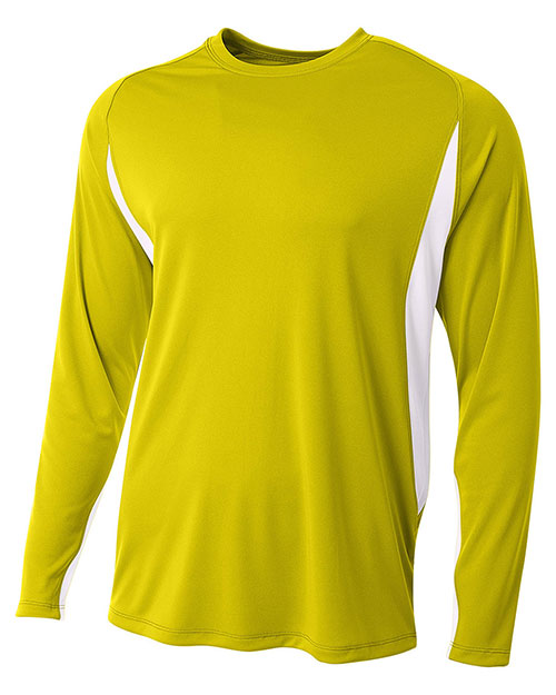 A4 N3183 Men Long Sleeve Color Block T-Shirt at GotApparel