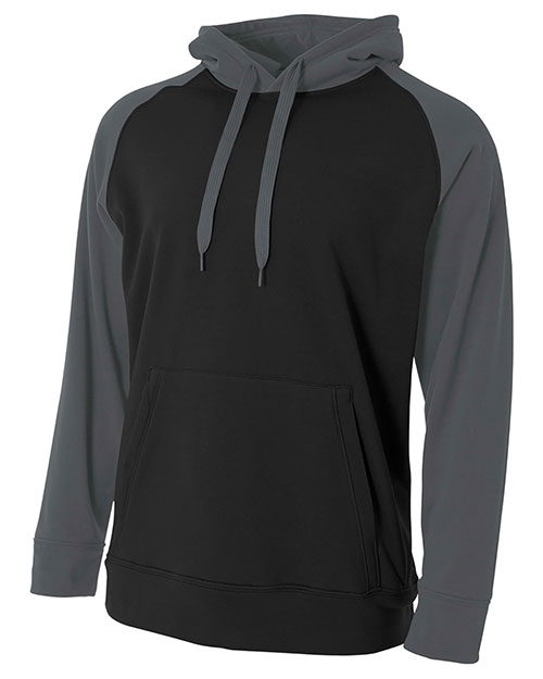 A4 N4234  Men's Color Block Tech Fleece Hoodie at GotApparel