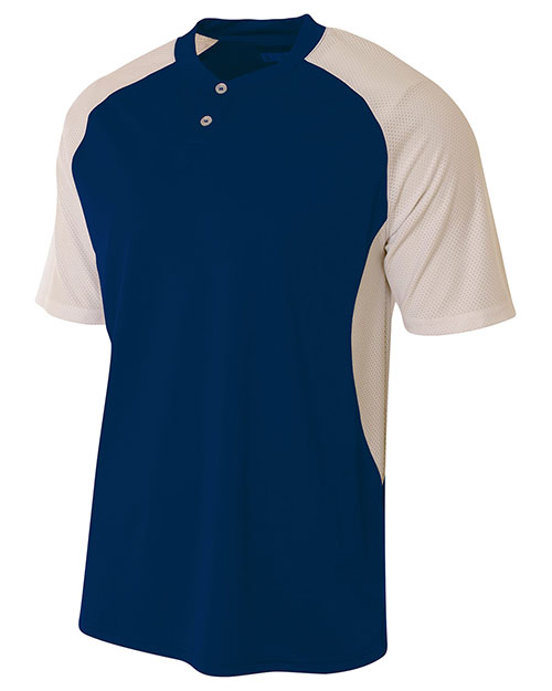 A4 NB3315 Youth Performance Contrast 2 Button Baseball Henley T-Shirt at GotApparel