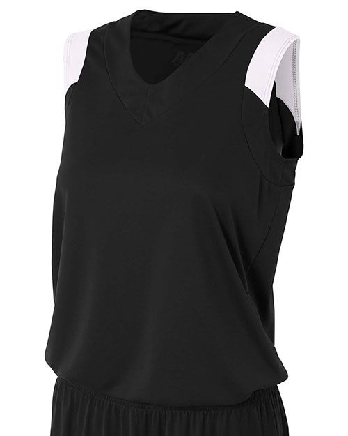 A4 Drop Ship NW2340 Women Moisture Management V-Neck Muscle Shirt at GotApparel