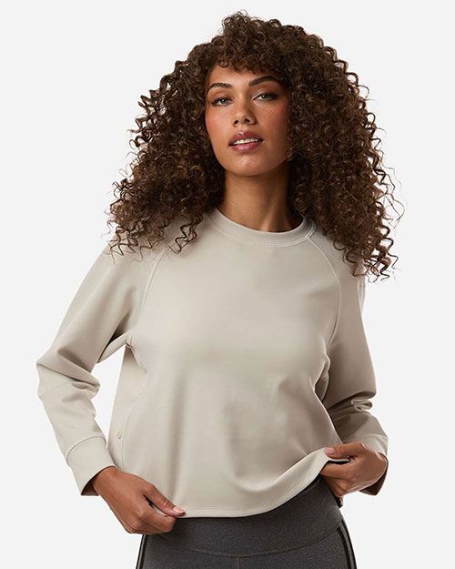 Adidas A1014 Women's Beyond Side-Snap Crewneck Sweatshirt at GotApparel