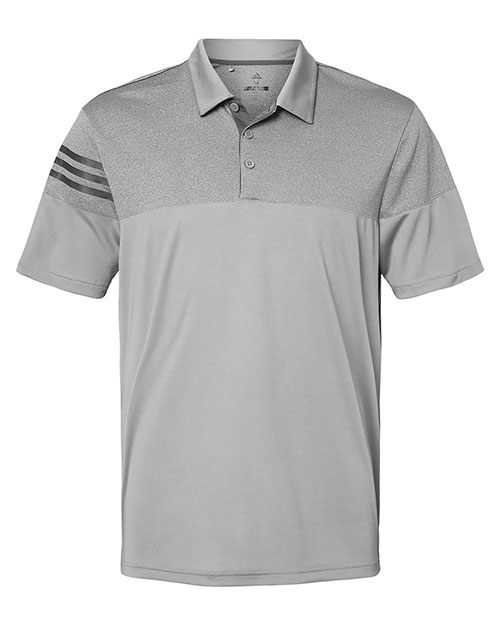 Adidas A213 Men Heathered 3-Stripes Colorblocked Polo at GotApparel