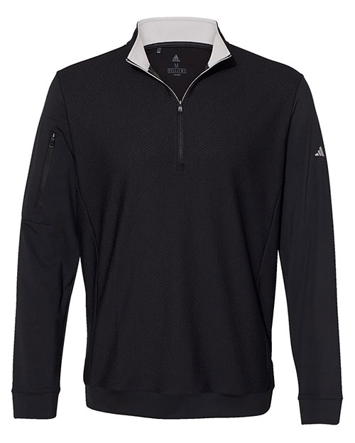 Adidas A295 Men Performance Textured Quarter-Zip Pullover at GotApparel
