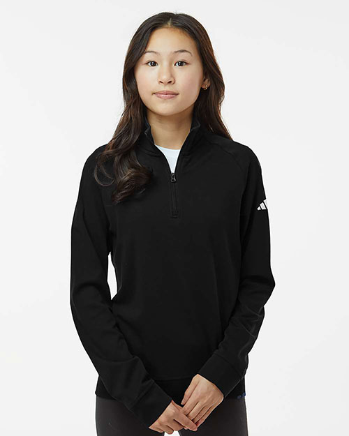 Adidas A4001 Youth Performance Quarter-Zip Pullover at GotApparel