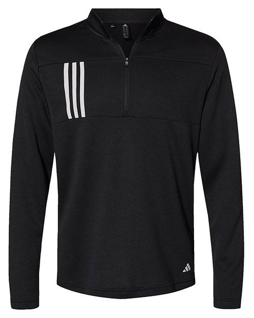 Adidas A482 Men 3-Stripes Double Knit Quarter-Zip Pullover at GotApparel