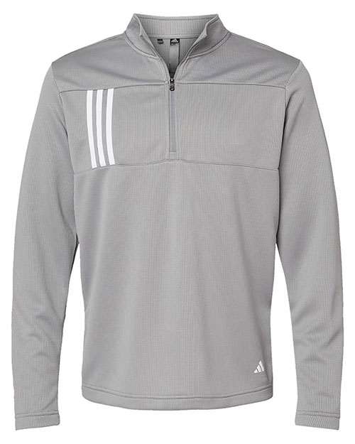 Adidas A482 Men 3-Stripes Double Knit Quarter-Zip Pullover at GotApparel