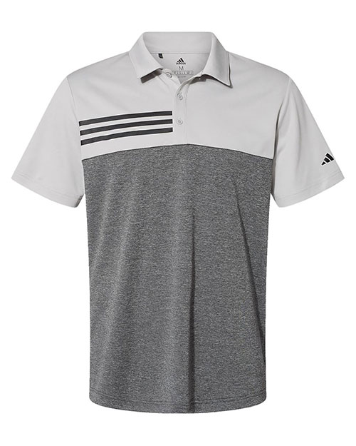 Adidas A508 Men Heathered Colorblocked 3-Stripes Polo at GotApparel