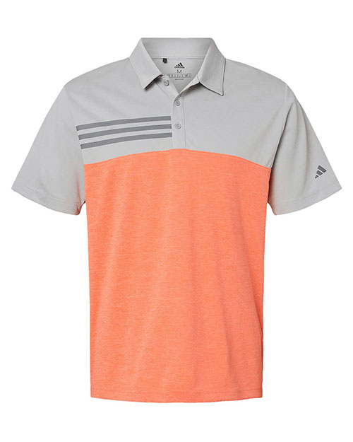Adidas A508 Men Heathered Colorblocked 3-Stripes Polo at GotApparel