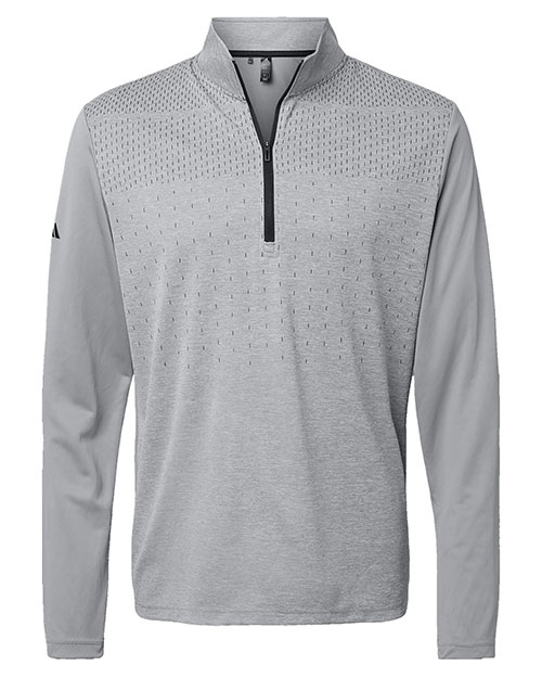 Adidas A522 Men Heather Block Print Quarter-Zip Pullover at GotApparel