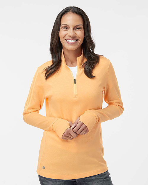 Adidas A555 Women's 3-Stripe Quarter-Zip Sweater Pullover at GotApparel